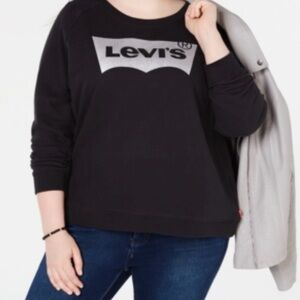 Levi’s Women Plus Size Logo Print Long Sleeve Crewneck Pullover Sweatshirt